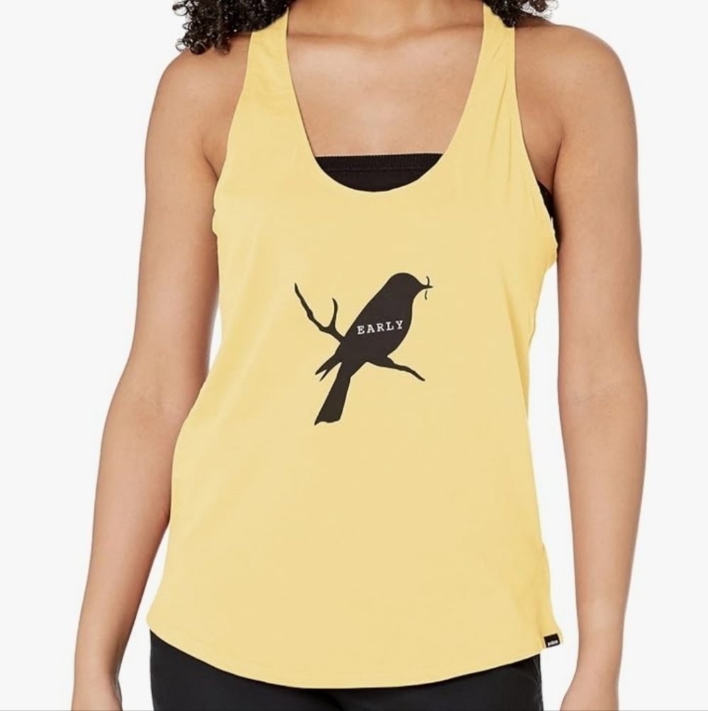 Prana Organic Cotton Yellow Early Bird Journeyman Tank Top, L NWT